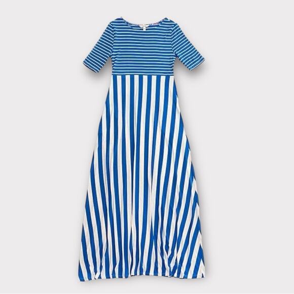 Matilda Jane Women’s The Road Ahead Blue and White Striped Maxi Dress Medium - Picture 2 of 13